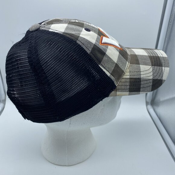 Virginia Tech Hokies Tan Plaid Cap Trucker Hat Hook & Loop NCAA Mesh - Picture 4 of 16